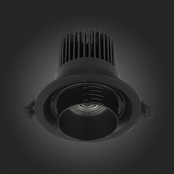 ST701.448.12 Св-к встр. Zoom Черный LED 1*12W 4000K 960Lm Ra90 15°-60° IP20 D115xH95 170-240V Встраиваемые светильники