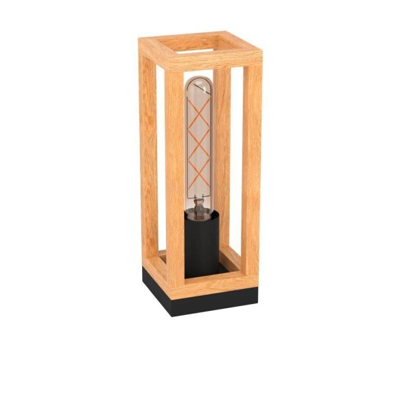 43746 Настольная лампа NAFFERTON, 1х40W, E27, L100, B100, H280, сталь, черный/дерево, коричневый 43746 Настольная лампа NAFFERTON, 1х40W, E27, L100, B100, H280, сталь, черный/дерево, коричневый