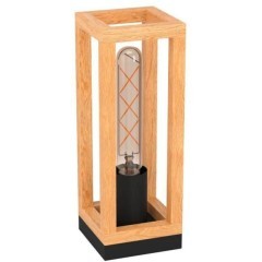 43746 Настольная лампа NAFFERTON, 1х40W, E27, L100, B100, H280, сталь, черный/дерево, коричневый 43746 Настольная лампа NAFFERTON, 1х40W, E27, L100, B100, H280, сталь, черный/дерево, коричневый