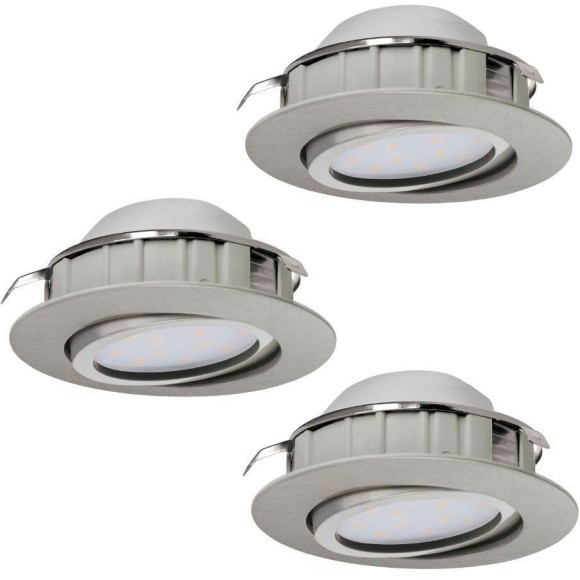 95853 Комплект светодиодных встраиваемых светильников PINEDA регулир., 3х6W(LED), Ø84, пластик, никель мат