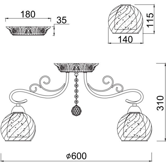 Люстра потолочная Freya FR2662-PL-05-BZ Nella под лампы 5xE14 40W