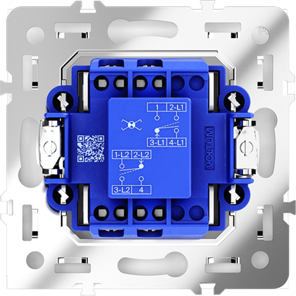 Перекрестный переключатель встраиваемый VOLTUM S70 одноклавишный 10А, (белый матовый)