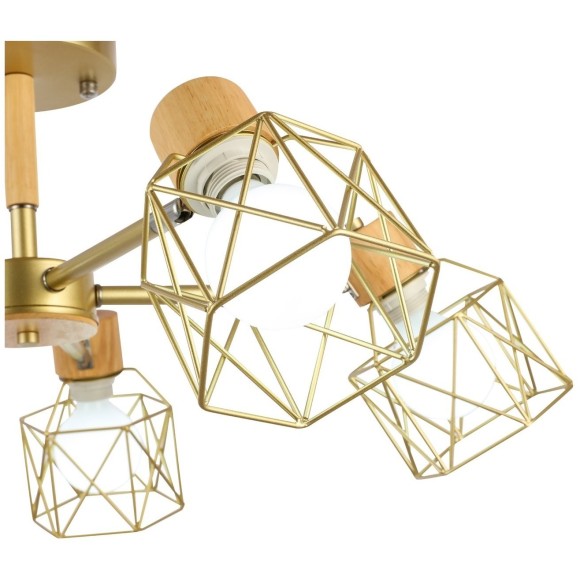 SLE110402-05 Светильник потолочный Золотистый, Светлое дерево/Золотистый E27 5*40W STELITTO