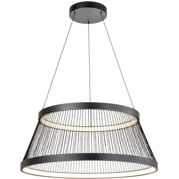 SY0137 Lussole MACON Подвесная люстра черная с белым акриловым плафоном, LED 75 Вт, 3000 К, 6750 Лм