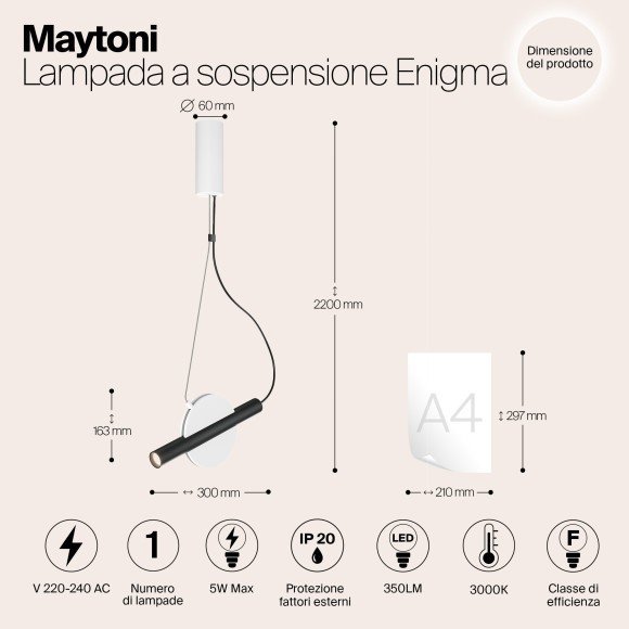 Подвесной светильник цилиндр Maytoni MOD150PL-L5W3K ENIGMA светодиодный LED 5W
