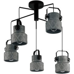 39856 Подвес HIlCOTT, 5х40W (E27), ?675, H1500, сталь, черный/сталь, оцинкованный 39856 Подвес HIlCOTT, 5х40W (E27), ?675, H1500, сталь, черный/сталь, оцинкованный