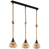 43192 Подвес RAMPSIDE, 3х28W(E27), L895, B195, H1230, сталь, черный, канатные веревки/стекло с напыл