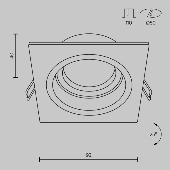 Встраиваемый светильник Maytoni DL026-2-01B Atom под лампу 1xGU10 50W Встраиваемый светильник Maytoni DL026-2-01B Atom под лампу 1xGU10 50W
