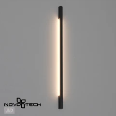 Черный уличный фасадный светильник NOVOTECH ASA 359981, встроенный LED 48Вт, CCT перекл. цветовой температуры на драйвере, 2700К/3200К/4000К, ≥80CRI, 100°, max 3900Лм, IP65, подключение 220В