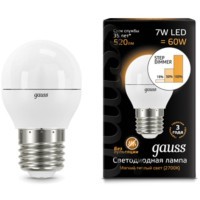 Светодиодная лампа Gauss Шар 7W 520Lm 3000K E27 105102107-S