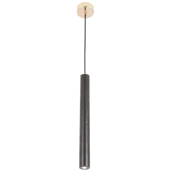 FRESA SP3W LED BLACK 1830/201 Crystal Lux Подвесной светильник цилиндр с золотой металлической арматурой и чёрным мраморным плафоном, макс. высота 1900 мм, диаметр плафона 40мм, LED 3 Вт, 4000 К, 200 Лм