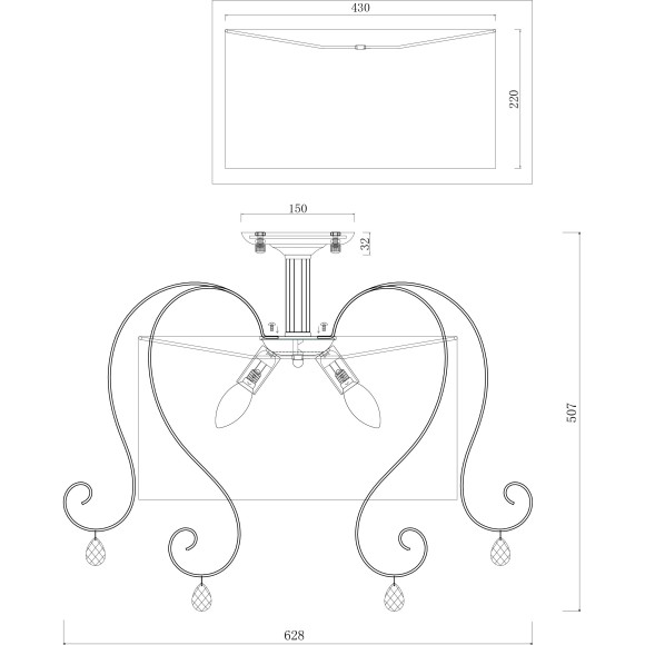 Люстра потолочная Freya FR2020-CL-03-BZ Simone под лампы 3xE14 40W