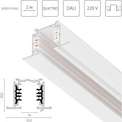 Трек шестиконтактный встраиваемый 3-фазн со стыковочными пазами, 2м Quattro/DALI/ Lightstar 503025-R-DALI Трек шестиконтактный встраиваемый 3-фазн со стыковочными пазами, 2м Quattro/DALI/ Lightstar 503025-R-DALI