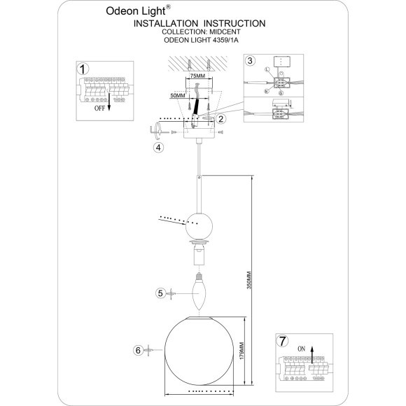 Подвесной светильник IP20 E14 40W  220-240V LOLLA 4359/1A