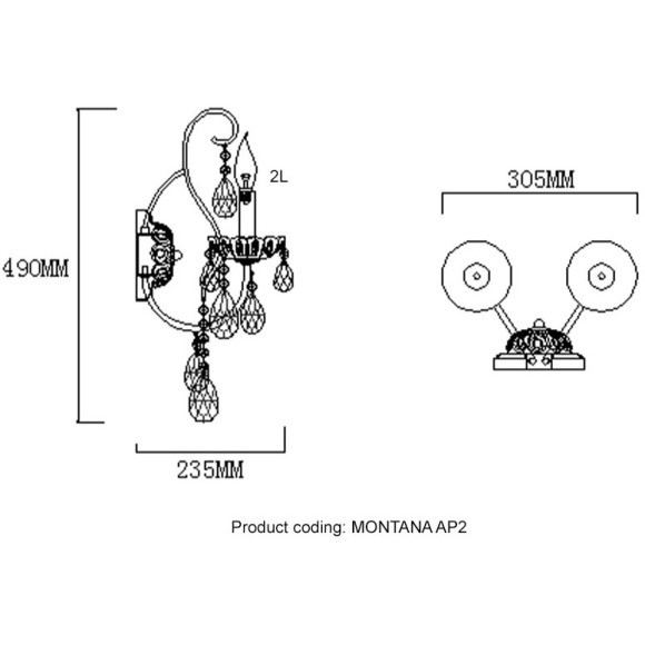 Бра Crystal Lux MONTANA AP2 Бра Crystal Lux MONTANA AP2