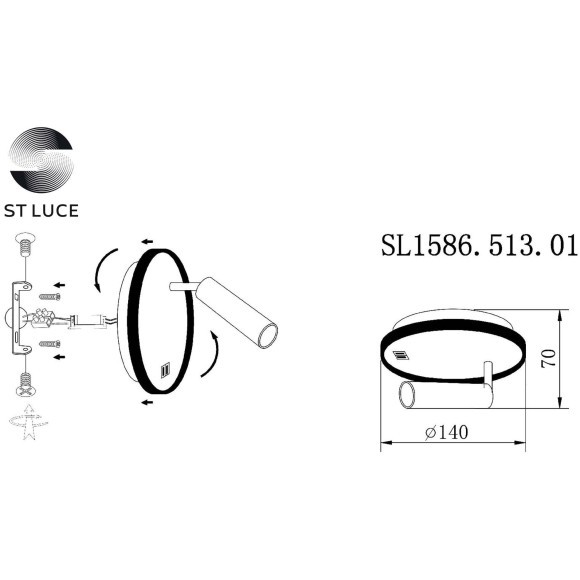 SL1586.513.01 Светильник настенный Белый LED 1*8W 3000K 624Lm Ra80 24° IP20 L-xW155xH155 170-240V Настенные светильники