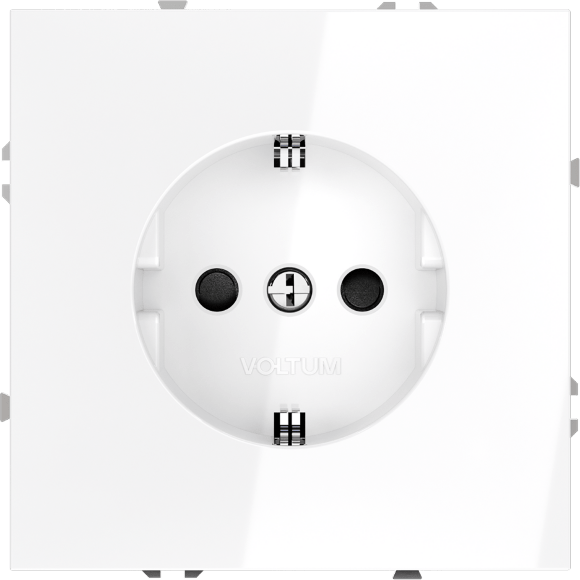 Розетка встраиваемая VOLTUM S70 с заземлением и защитными шторками, 16А, (белый глянцевый)