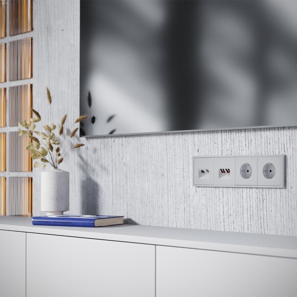 Накладка для розетки TV+RJ45 кат. 6, S70 (серый)