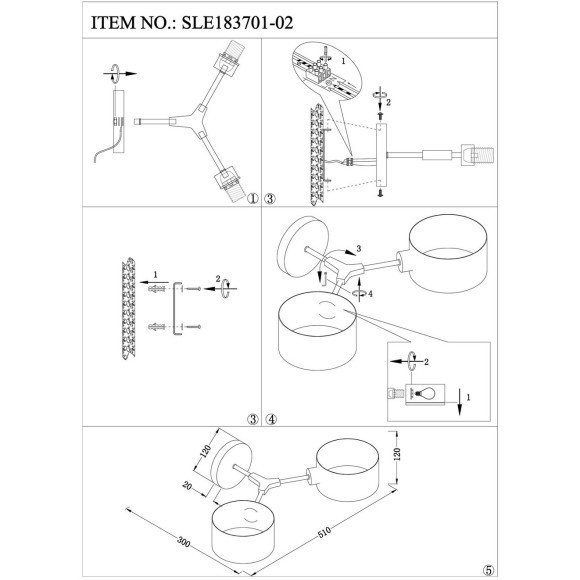 SLE183701-02 Светильник настенный Серый/Серый E14 2*60W GIMENTO