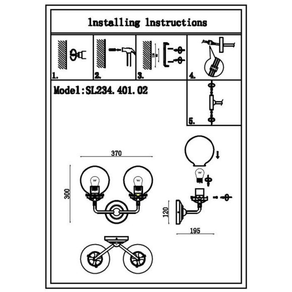 SL234.401.02 Бра ST-Luce Черный, Золото/Прозрачный E27 2*40W VARIETA