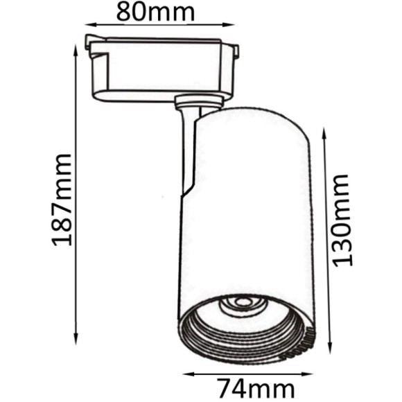 Однофазный двужильный светодиодный трековый светильник Crystallux CLT 0.31 007 20W BL 3000К 1900Лм CRI80+ 24° 20Вт