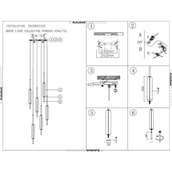 Подвесной светильник Odeon Light 4794/72L REEDS светодиодный 6xLED 72W Подвесной светильник Odeon Light 4794/72L REEDS светодиодный 6xLED 72W