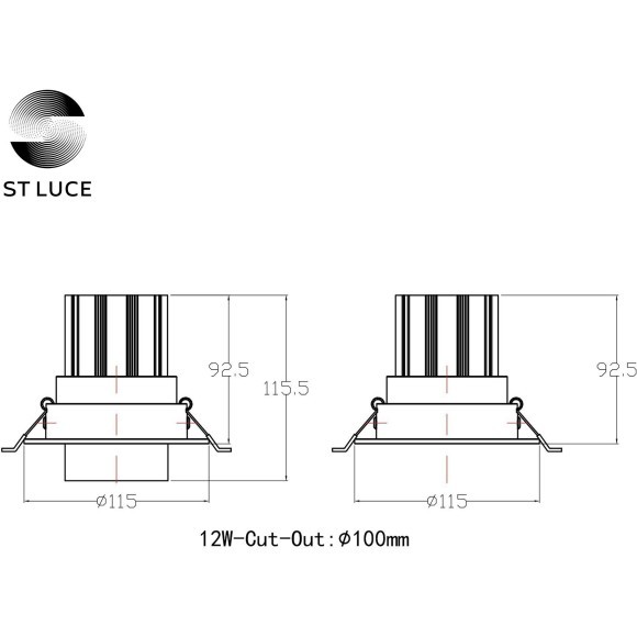 ST701.538.12 Св-к встр. Zoom Белый LED 1*12W 3000K 960Lm Ra90 15°-60° IP20 D115xH95 170-240V Встраиваемые светильники