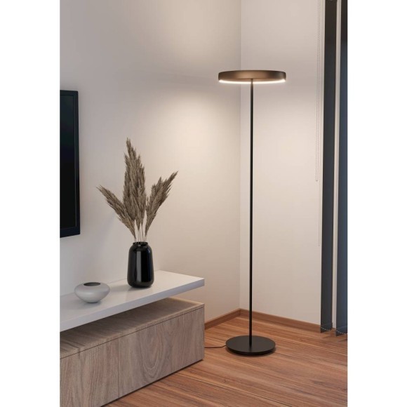 Торшер EGLO TRABUCO 390452 со встроенным LED, 2200-6500К, подключение 220В, корпус черный и коричневый, диаметр 420 мм, высота 1750 мм