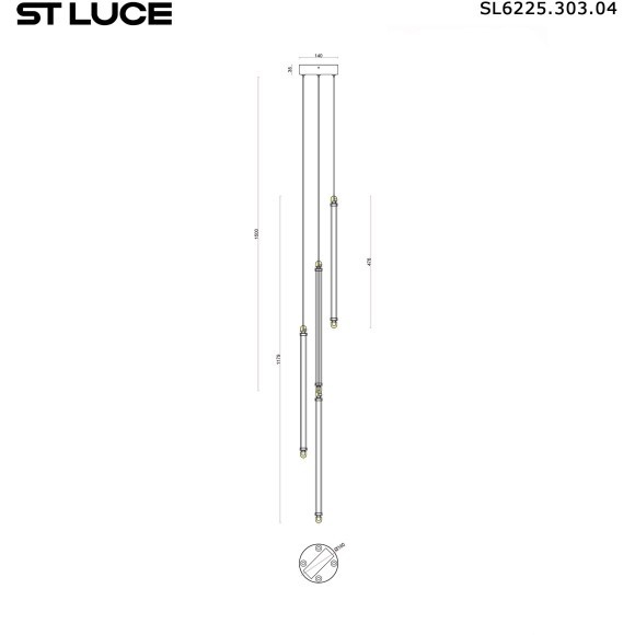 SL6225.303.04 Светильник подвесной ST-Luce Латунь/Терракотовый, Белый LED 4*6W 3000K BRICK