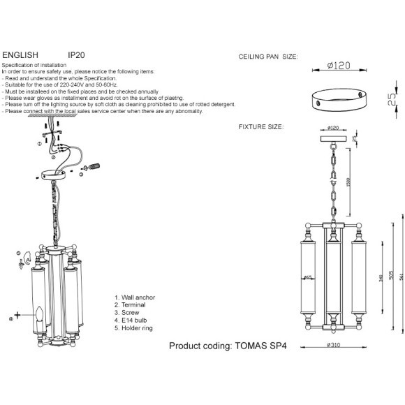 Люстра Crystal Lux TOMAS SP4 BRASS 3672/304