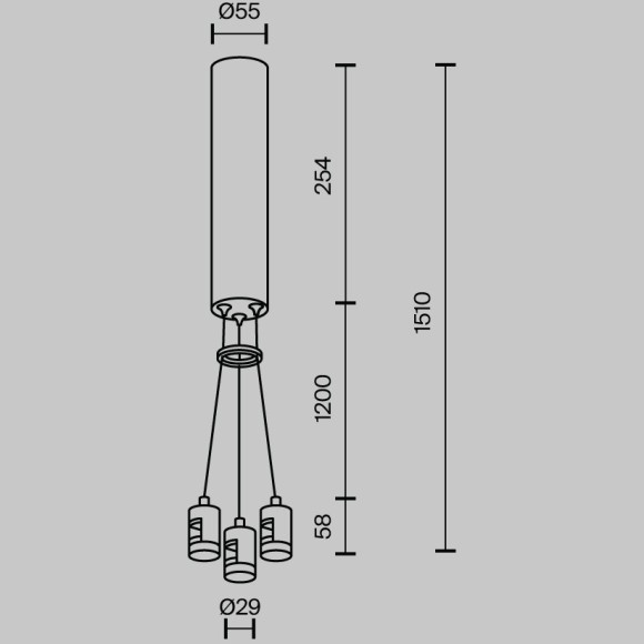 Набор подвесной с основанием под блок питания для круглого шинопровода Maytoni Flarity TRA154SW-BB-R-PT