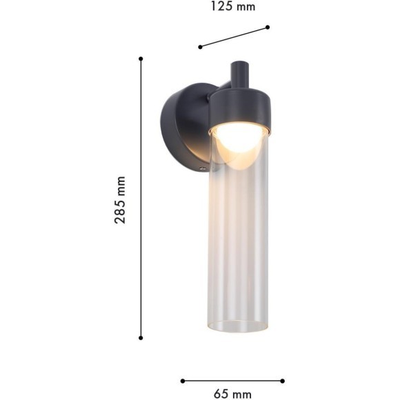 4703-1W, настенный светильник, D125xW100xH285, LEDx5W, 340LM, 3000K, IP54, included