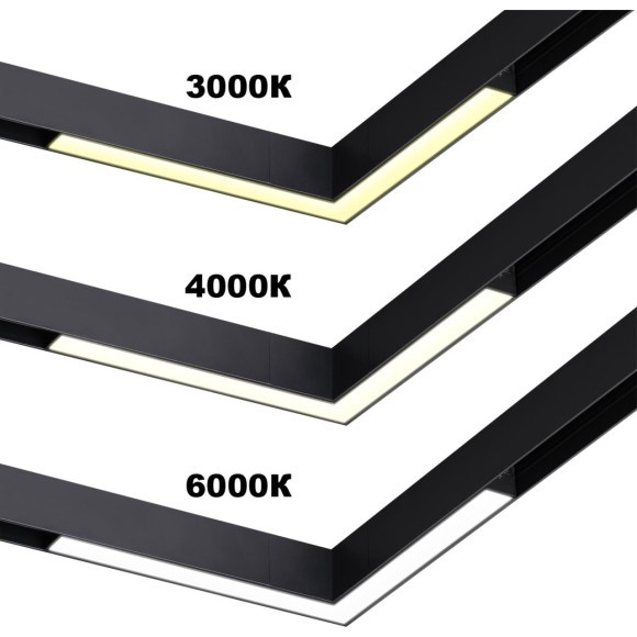 359944 Черный трековый угловой светильник с перекл. цв. температуры 3000;4000;6000К 20Вт 120° 1200Лм CRI90 Novotech VECTOR