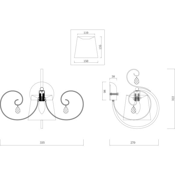 Бра Freya FR2020-WL-01-BG Simone под лампу 1xE14 40W