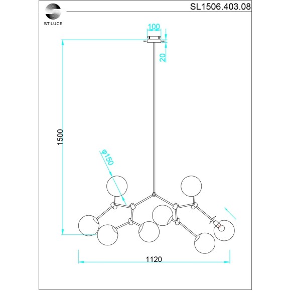 SL1506.403.08 Люстра подвесная ST-Luce Черный/Белый E14 8*40W CHIETI SL1506.403.08 Люстра подвесная ST-Luce Черный/Белый E14 8*40W CHIETI