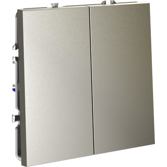 Выключатель с самовозвратом встраиваемый VOLTUM S70 двухклавишный 10А, (шелк)