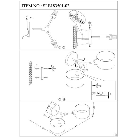 SLE183501-02 Светильник настенный Белый/Белый E14 2*60W GIMENTO