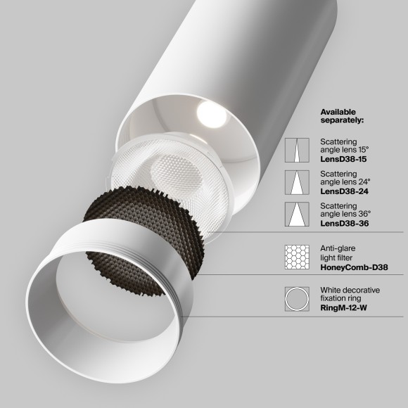 Однофазный двужильный светодиодный трековый светильник Maytoni Unity TR021-1-12W4K-W-D-W Focus LED 4000К 900Лм CRI90+ 50° 12Вт Однофазный двужильный светодиодный трековый светильник Maytoni Unity TR021-1-12W4K-W-D-W Focus LED 4000К 900Лм CRI90+ 50° 12Вт