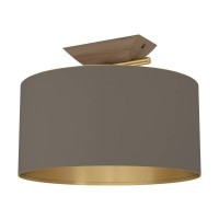 390335 SANTANDRIA Потолочный светильник 1 лампа E27 40Вт D400 дерево сталь ткань латунь