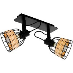 43325 Спот ANWICK 1, 2x40W(E27), сталь, черный/ротанг, натуральный