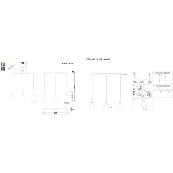 SL874.103.03 Люстра подвесная ST-Luce Хром/Хром E27 3*40W GOCCE