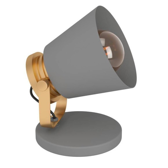 43841 Настольная лампа TWICKEN, 1Х28W, E27, L155, B150, H195, основание: B155, сталь, серый, золотой 43841 Настольная лампа TWICKEN, 1Х28W, E27, L155, B150, H195, основание: B155, сталь, серый, золотой