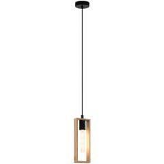 49473 Подвес LITTLETON, 1x60W (E27), L110, B100, H1100, сталь, черный/дерево, коричневый