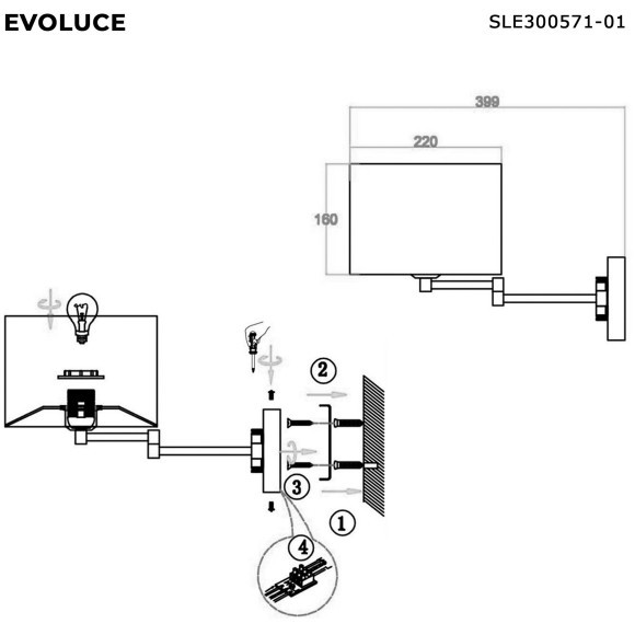 SLE300571-01 Светильник настенный Никель/Темно-бежевый, Золотистый E27 1*40W BRESCIA