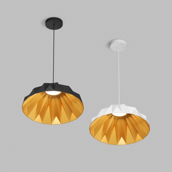 DK6655-WH+SG Светильник подвесной белая чаша с золотой внутренней частью для обеденного стола Denkirs ORIGAMI 20 Вт 3000К 560x1500мм