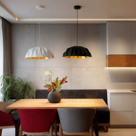 DK6655-WH+SG Светильник подвесной белая чаша с золотой внутренней частью для обеденного стола Denkirs ORIGAMI 20 Вт 3000К 560x1500мм