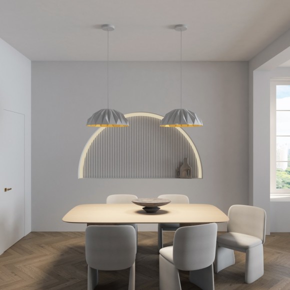 DK6655-WH+SG Светильник подвесной белая чаша с золотой внутренней частью для обеденного стола Denkirs ORIGAMI 20 Вт 3000К 560x1500мм