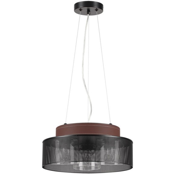 6598/3C MODERNI LN24 черный/черный. коричневый металл, эко кожа/металл, стекло Подвесной светильник Е27 3*40W 220V BASALTO