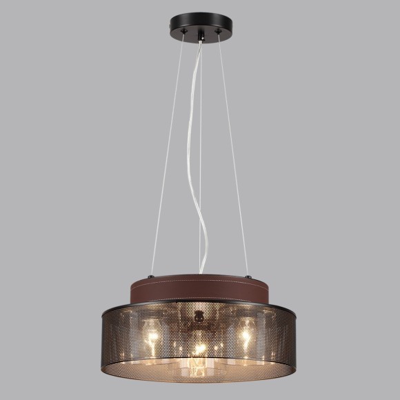 6598/3C MODERNI LN24 черный/черный. коричневый металл, эко кожа/металл, стекло Подвесной светильник Е27 3*40W 220V BASALTO