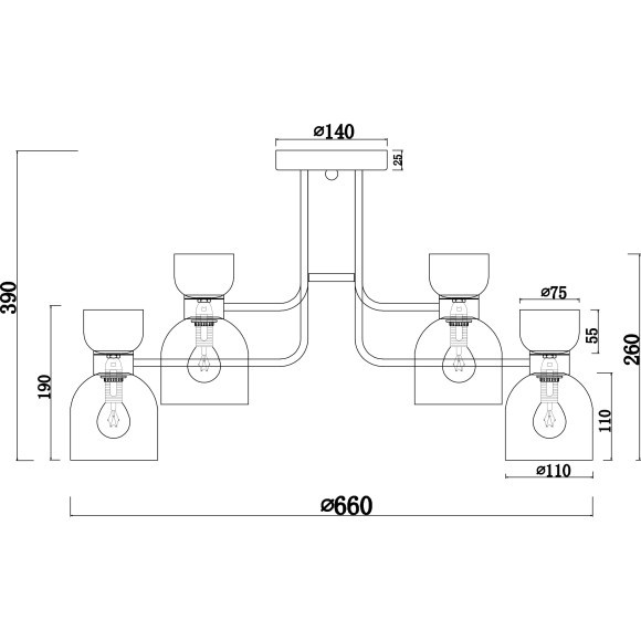 Люстра потолочная Freya FR5094PL-08G Isla под лампы 8xE14 40W